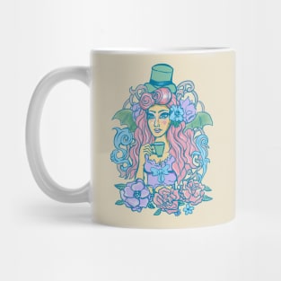 Pastel Goth Victorian Bat Lady Drinking Tea Mug